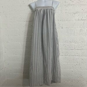 Vince Womens Dress S Gray White Striped Spaghetti Straps Zip Black Midi AN19